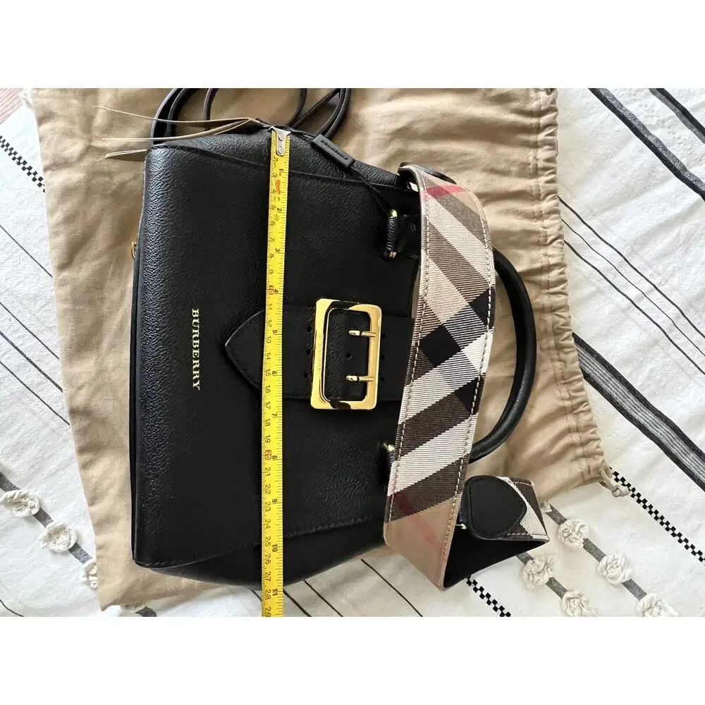 Burberry Black Grainy Leather Small Buckle Tote Bag - Picture 15 of 16